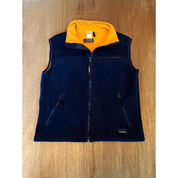 LLBean Fleece Vest, Made in USA, Men's XL polyester orange type Vintage Second Hand